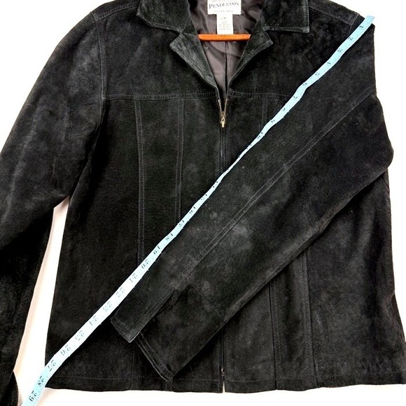 Vintage Pendleton Women's Black Suede Full Zip Jacket-Size M - Picture 8 of 8